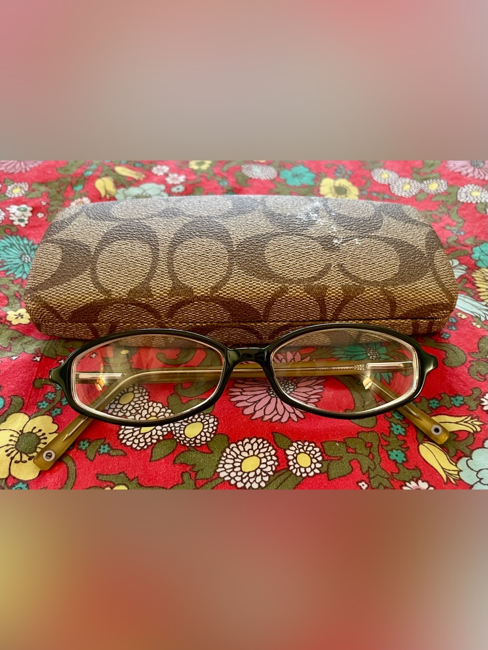 Coach Vintage Women's Green and Gold Oval Eyeglass Frames - Picture 2 of 6